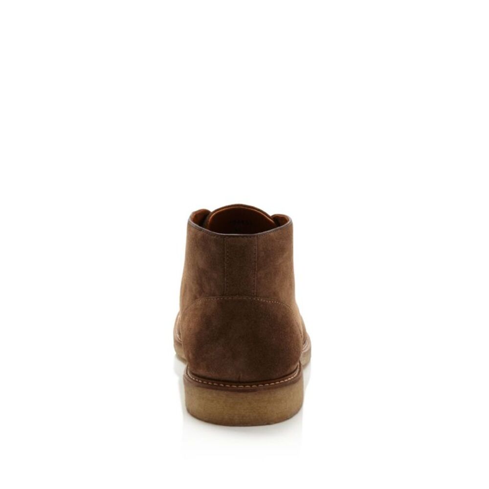 THE MENS STORE Mens Brown Round Toe Block Heel Lace-Up Leather Chukka Boots 7.5 - Picture 2 of 2